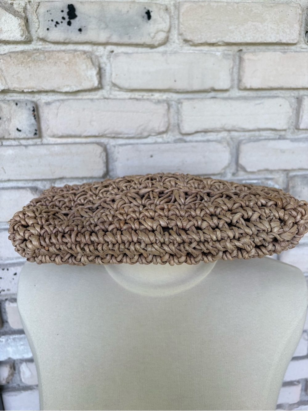 Cappelli Woven Straw Tote Bag with Brown Leather Handles - Picture 3 of 4